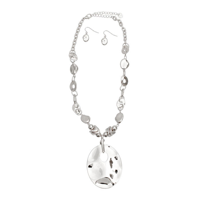 Silver Organic Link Pendant Necklace- Order Wholesale