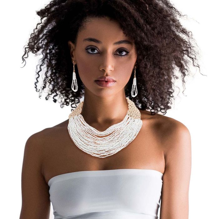 Cream Seed Bead Layered Necklace Order Wholesale