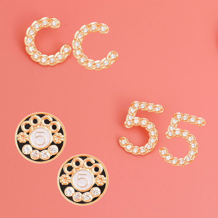 Gold White 3pcs Coco Designer Studs Order Wholesale