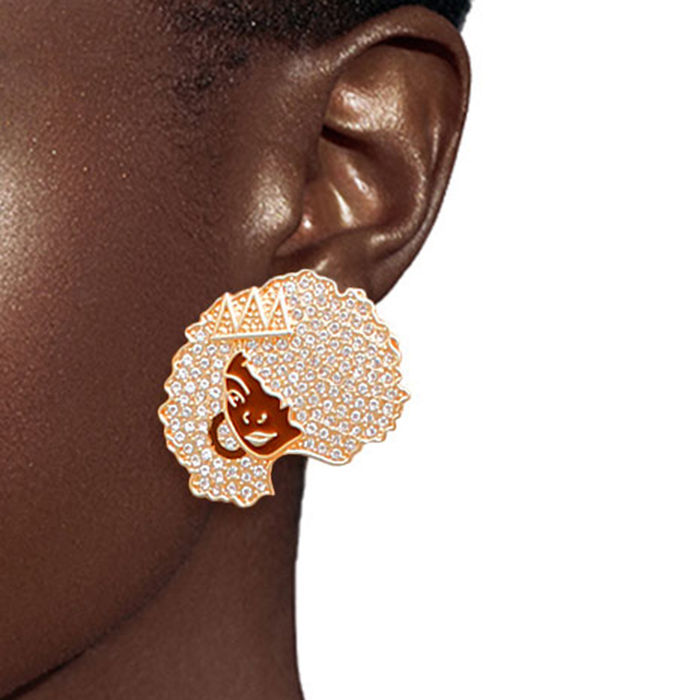 Gold 3 Pcs Black Girl Afro Studs Order Wholesale