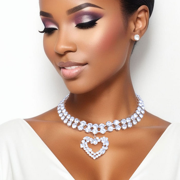 Rhinestone choker necklace clearance set