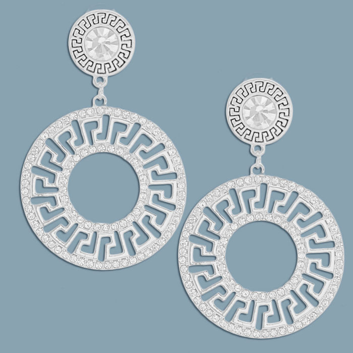 Greek key earrings silver hot sale