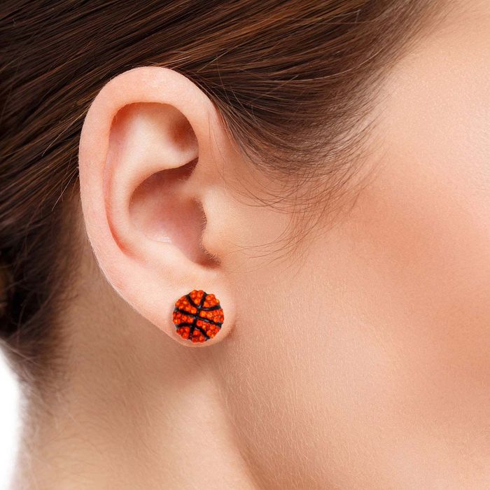 Orange Rhinestone Basketball Studs Order Wholesale