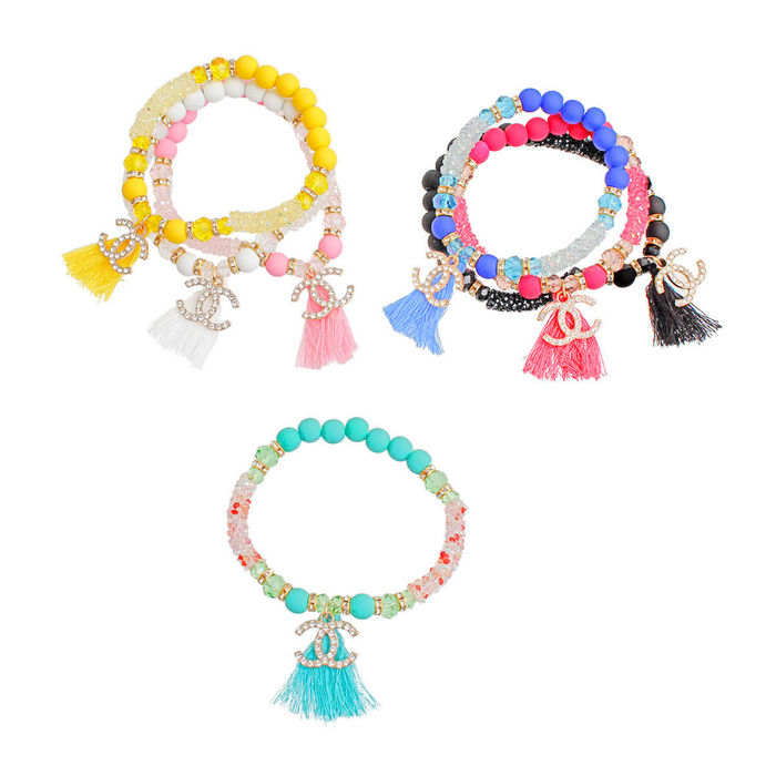 Dozen Multi Tube Bead Tassel Bracelets Order Wholesale