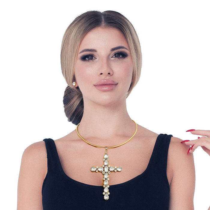 Crystal Cross Necklace – V THE LABEL
