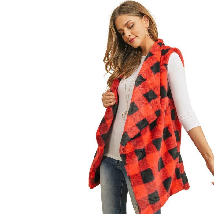 Buffalo plaid sleeveless hotsell cardigan