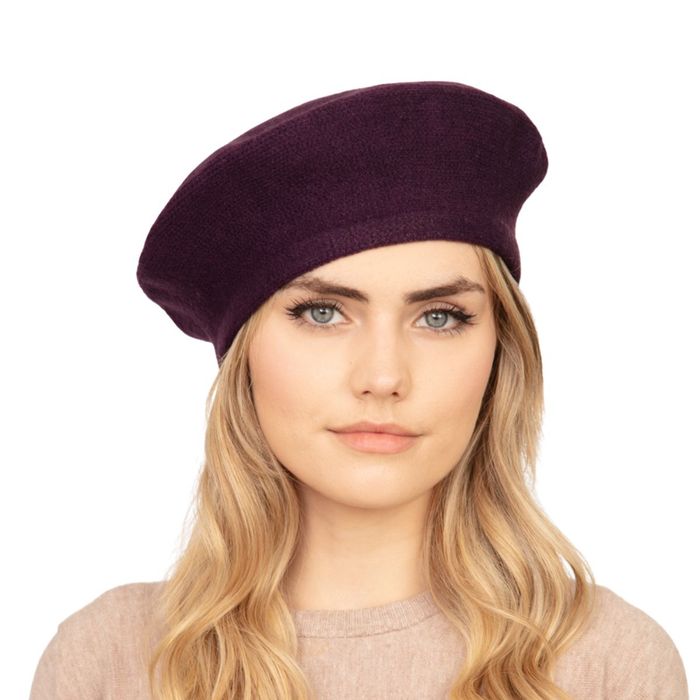 Solid Purple Stretchy Beret Order Wholesale