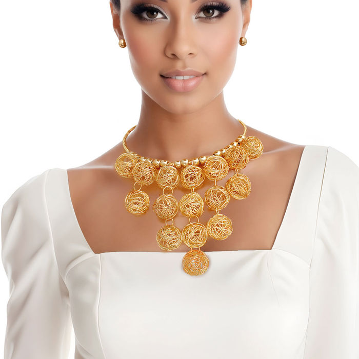 Gold Wire Ball Necklace Order Wholesale