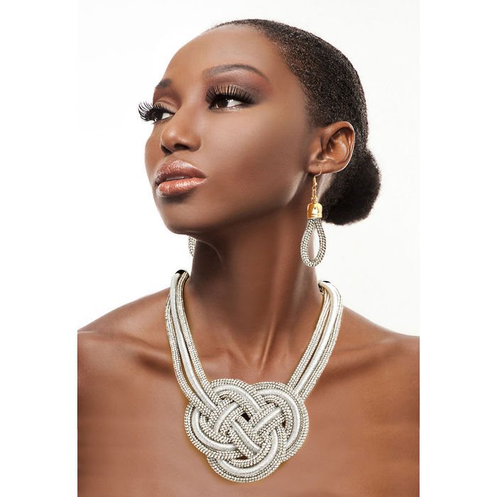 Silver Rhinestone Cord Necklace Order Wholesale