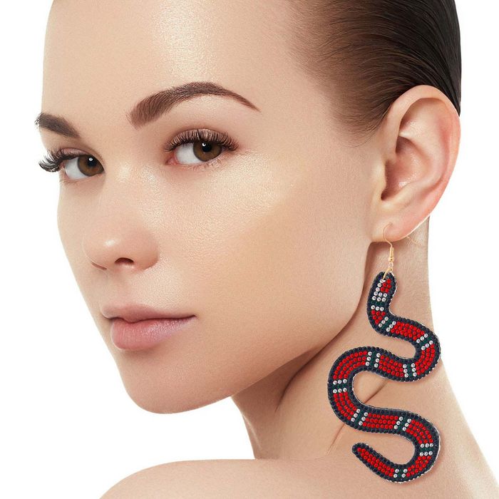 Red Snake Sticker Earrings- Order Wholesale