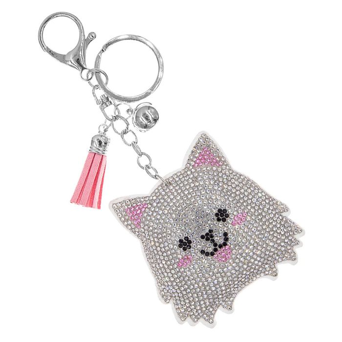 PinktownUSA White Dog Keychain Clip