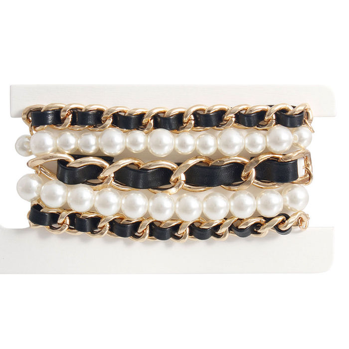 Gold Chain Pearl 5 Pcs Bracelets Order Wholesale