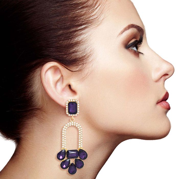 Purple and Gold Drop Earrings Eva – Estate Beads & Jewelry