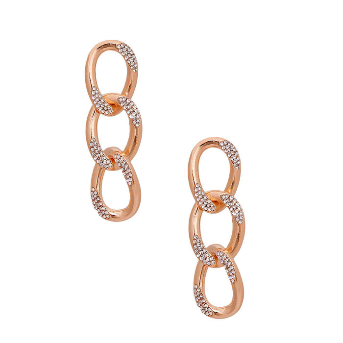 Gold Crusted Rhinestone Link Earrings- Order Wholesale