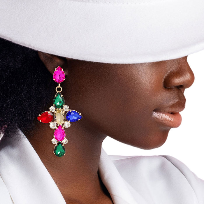 Crystal cross earrings new arrivals