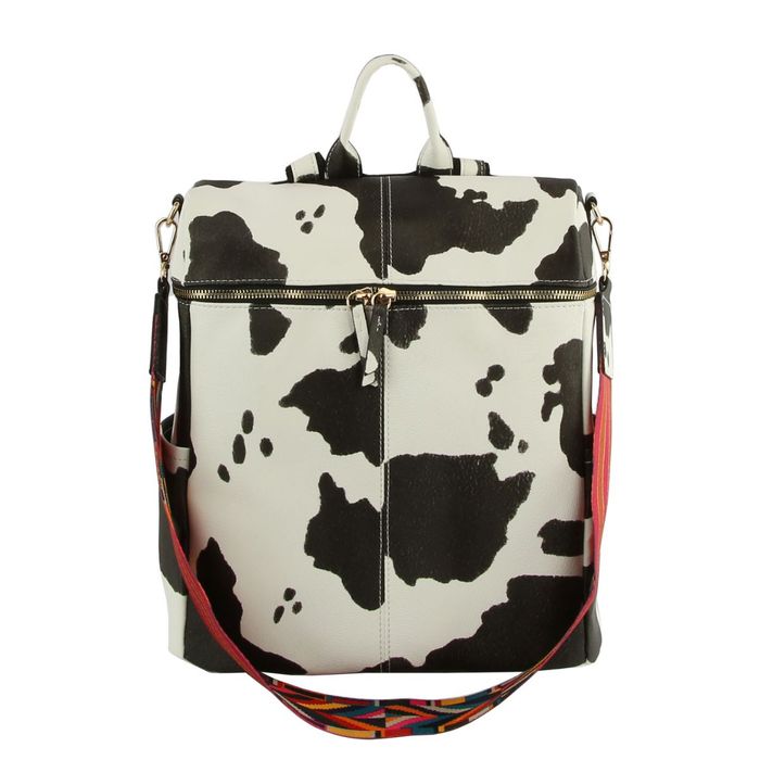 Cow print deals backpack purse
