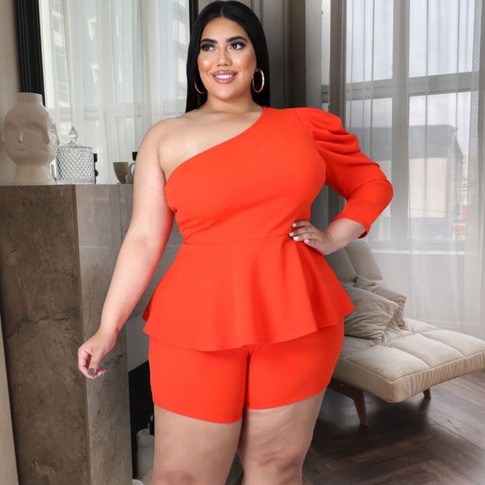Plus size best sale peplum romper shorts