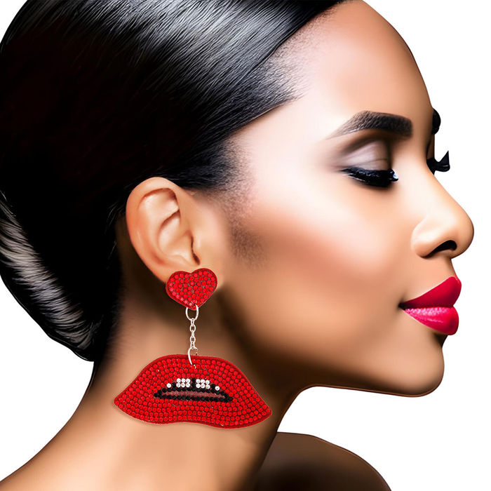 Red lip earrings shop